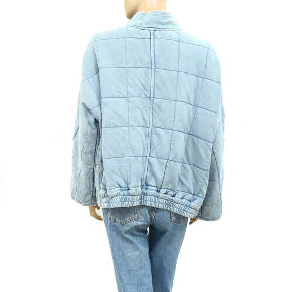Free People Dolman Quilted Knit Jacket Top Oversized Zip-up Slouchy L NWD 284526 - Picture 7 of 9